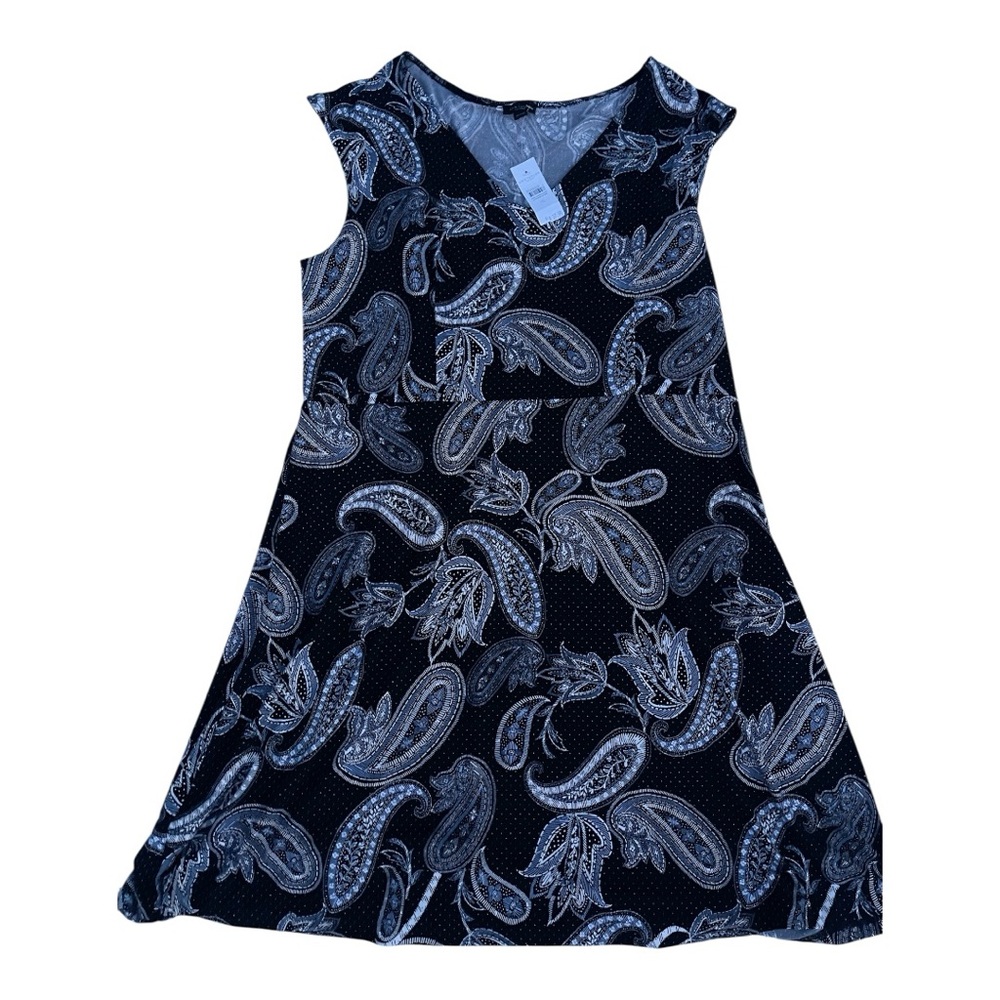 Ann Taylor Black and White Paisley Top